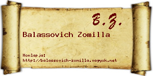 Balassovich Zomilla névjegykártya